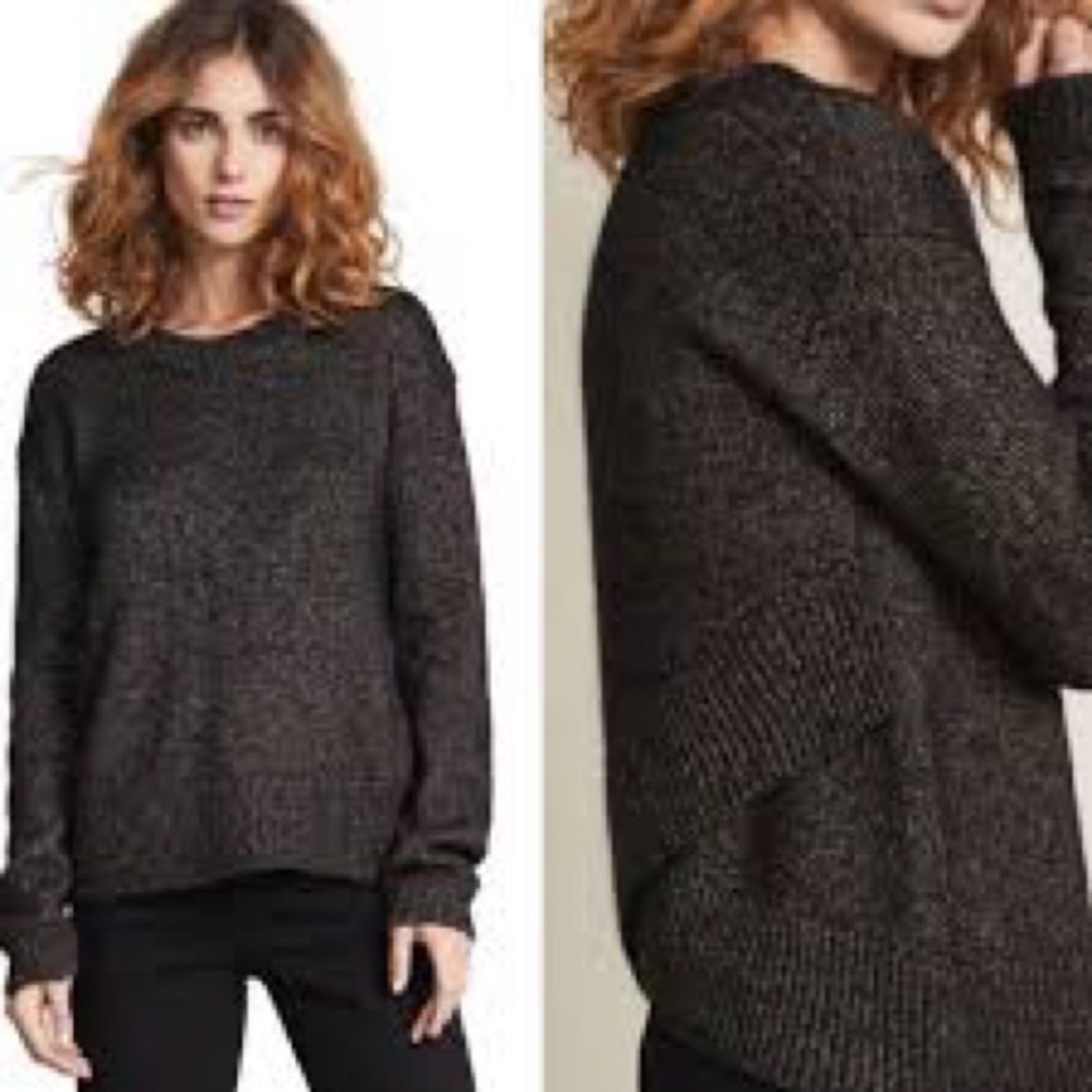 A.L.C. Bowen Gold Metallic Black Wool Alpaca Sweater